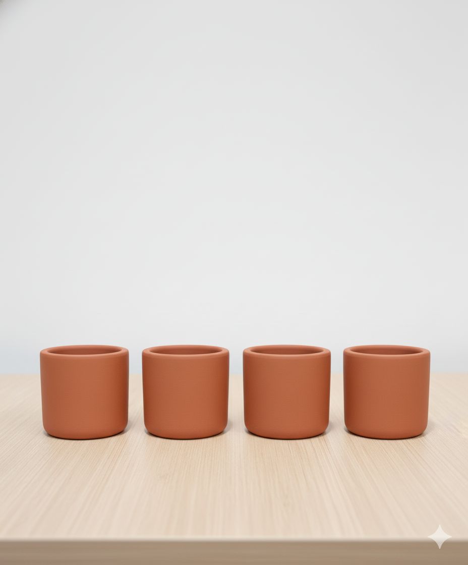 Set of 04 - 3 inch Pankh Maati Pot - Compact Sleek Handcrafted Design