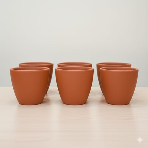 Set of 06 - 4 inch Pankh Cup Maati Pot – Chic Small Pot for Decor Corners
