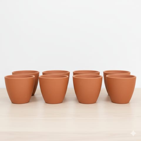 Set of 08 - 3 inch Maati Cup Maati Pot – Small Elegant Eco-Friendly Accent