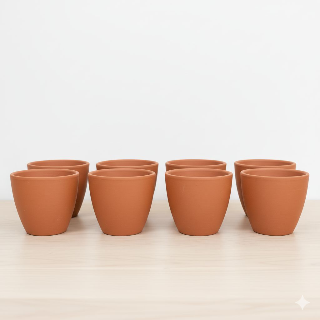 Set of 08 - 3 inch Maati Cup Maati Pot – Small Elegant Eco-Friendly Accent