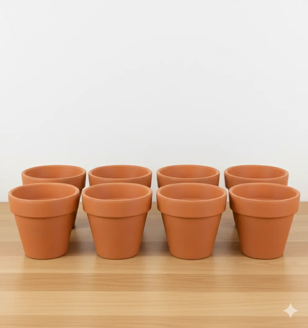 Set of 08 - 3 inch Dhara Maati Pot - Natural Clay Classic Look