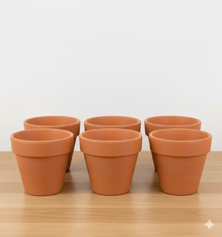 Set of 06 - 2.5 inch Mittika Collar Maati Pot – Handcrafted Minimal Rustic Charm