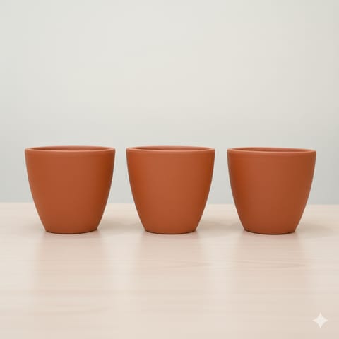 Set of 03 - 4 inch Pankh Cup Maati Pot – Chic Small Pot for Decor Corners