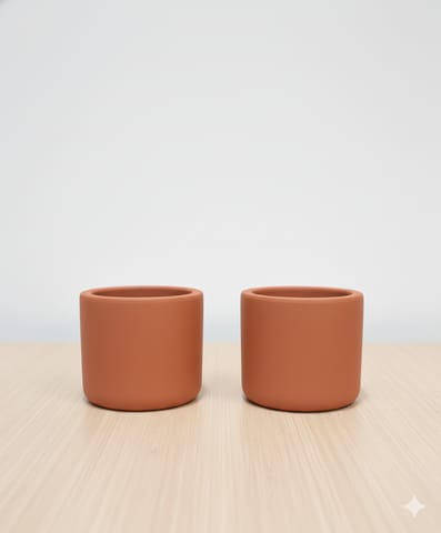 Set of 02 - 3 inch Pankh Maati Pot - Compact Sleek Handcrafted Design