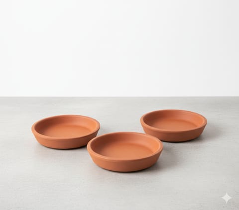 Set of 03 - 4 inch Bhoomi Tray Maati Pot – Earthy Tone & Artisan Texture