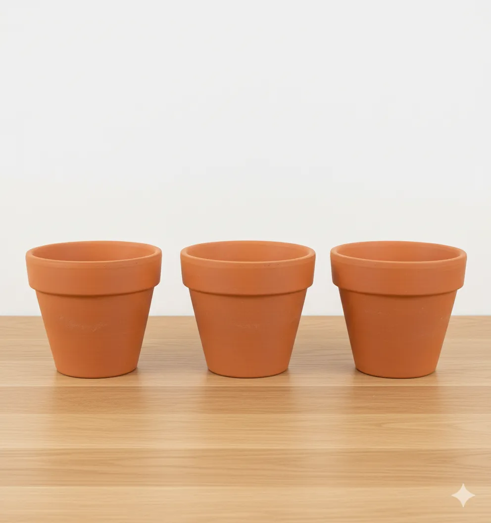 Set of 03 - 2.5 inch Dhara Maati Pot - Handcrafted Minimal Rustic Charm