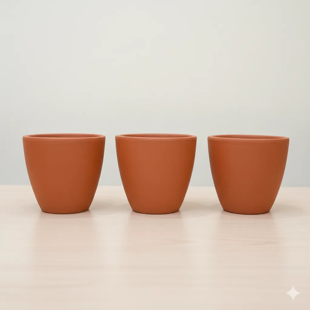 Set of 03 - 4 inch Shilp Maati Pot - Chic Small Pot for Decor Corners