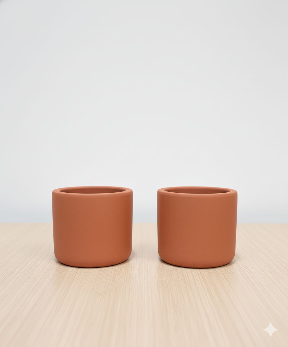 Set of 02 - 3 inch Pankh Maati Pot - Compact Sleek Handcrafted Design