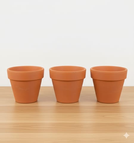 Set of 03 - 2.5 inch Dhara Maati Pots - Handcrafted Minimal Rustic Charm