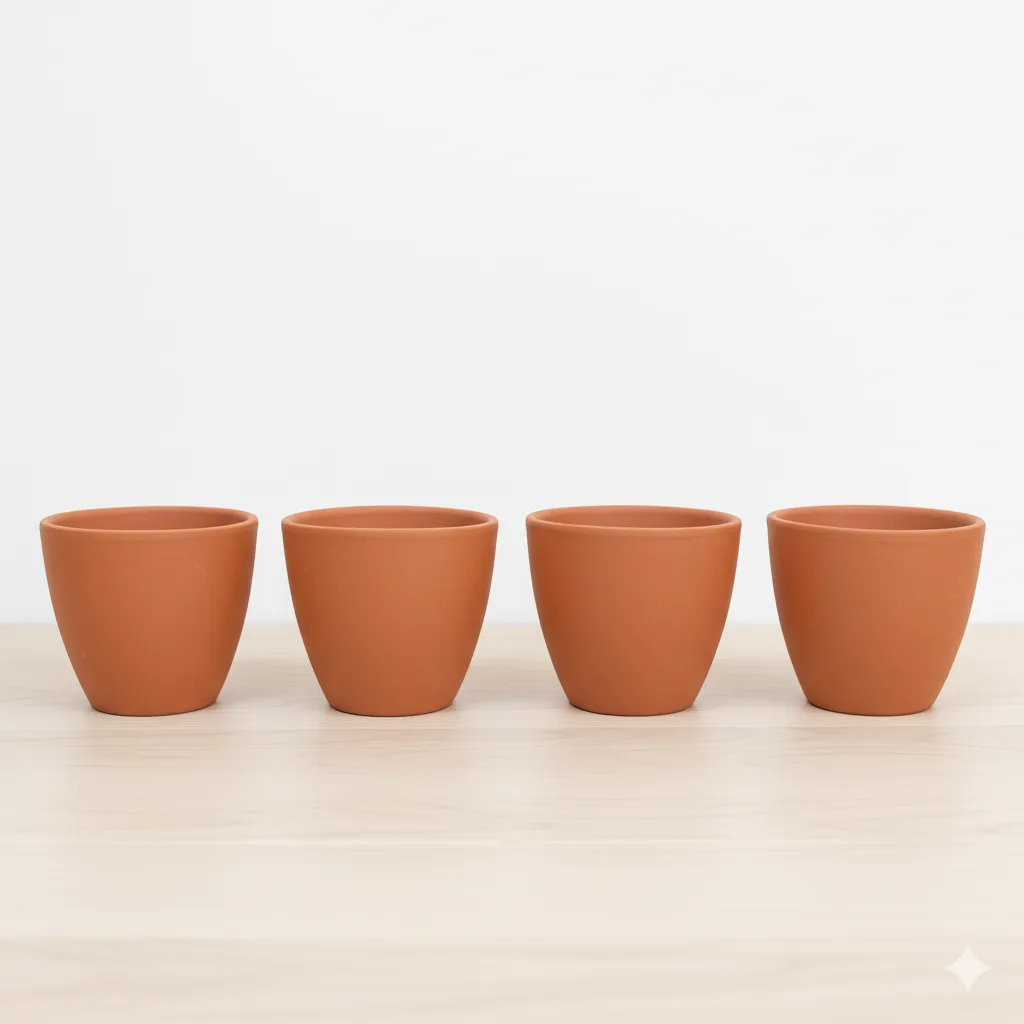 Set of 04 - 3 inch Shilp Maati Pot - Small Elegant Eco-Friendly Accent