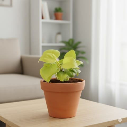 Oxycardium Golden in 3 inch Dhara Maati Pot - Natural Clay Classic Look