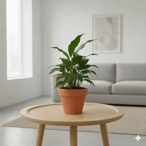 Peace Lily in 3 inch Dhara Collar Maati Pot - Natural Clay Classic Look