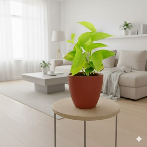 Money Plant Golden in 4 inch Pankh Cup Maati Pot - Chic Small Pot for Decor Corners