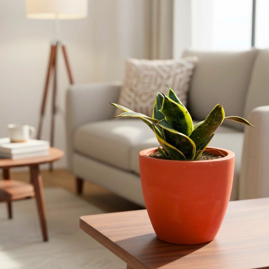 Snake Dwarf Golden in 4 inch Shilp Maati Pot - Chic Small Pot for Decor Corners