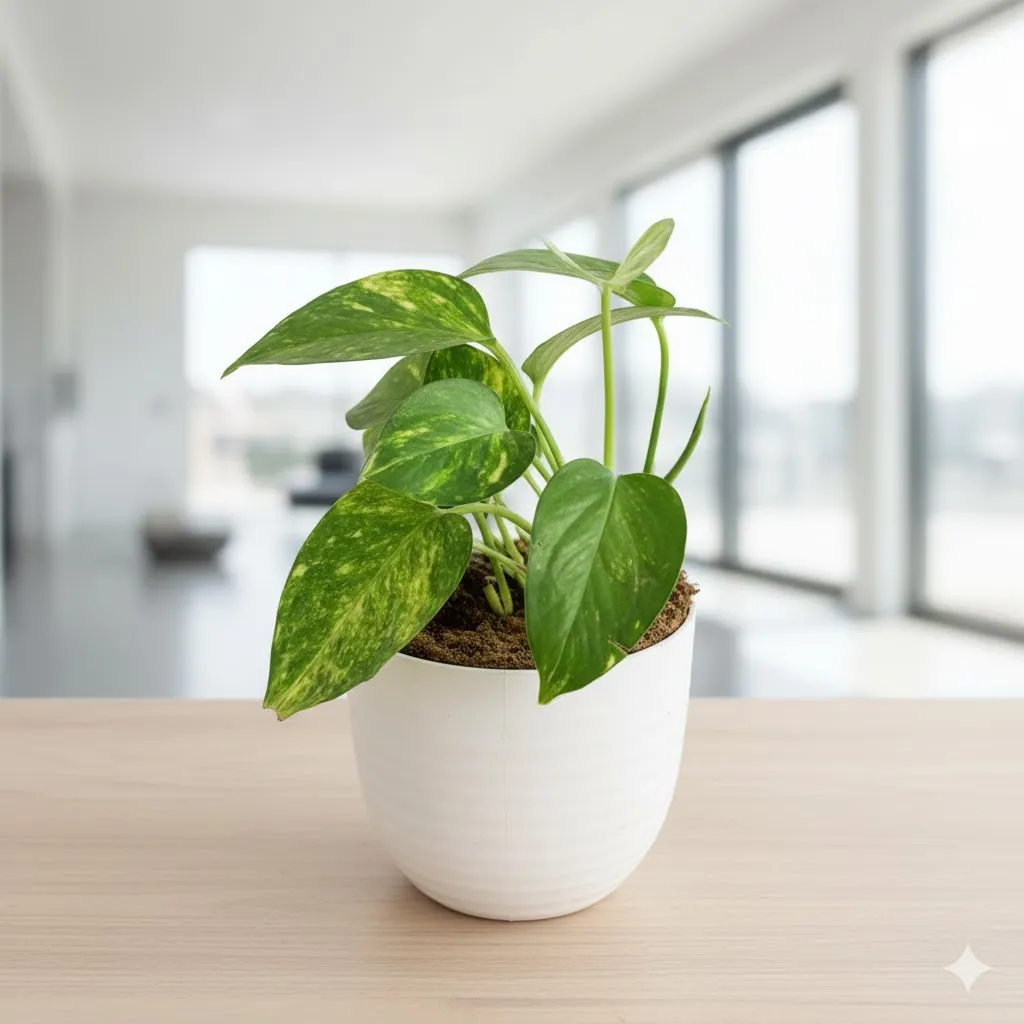 Money Plant Green in 4 Inch White Avora Premium Plastic Planter
