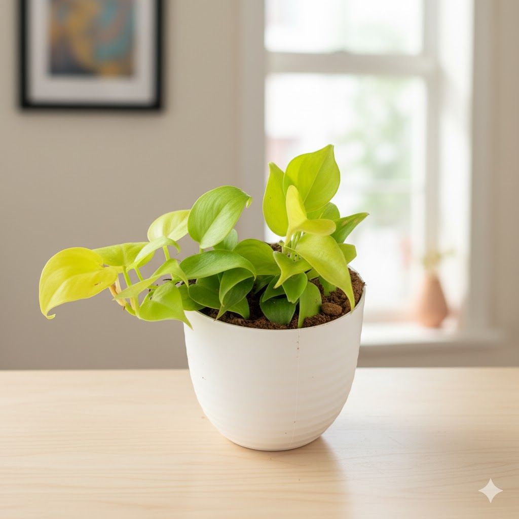 Oxycardium Golden in 4 Inch White Avora Premium Plastic Planter