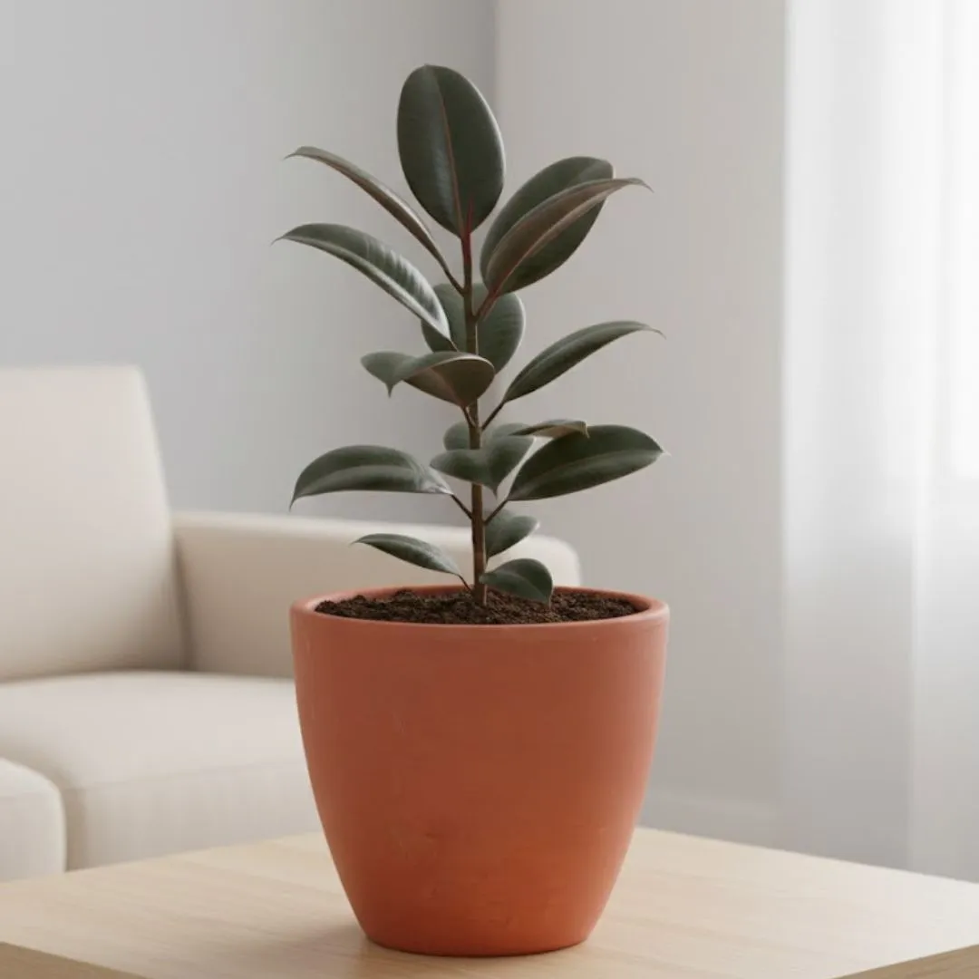 Rubber in 4 inch Shilp Maati Pot - Chic Small Pot for Decor Corners