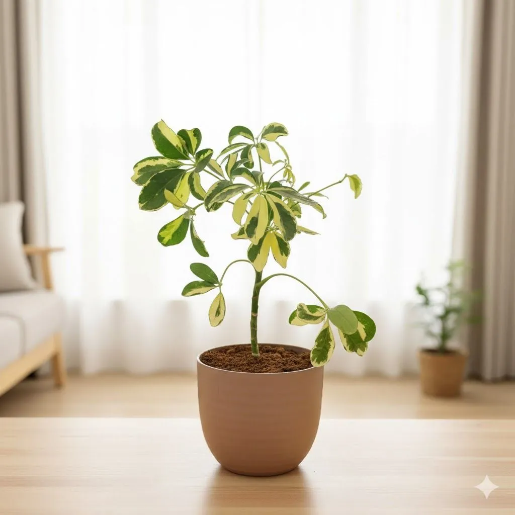Schefflera Brassia in 4 Inch Mocha Avora Premium Plastic Planter