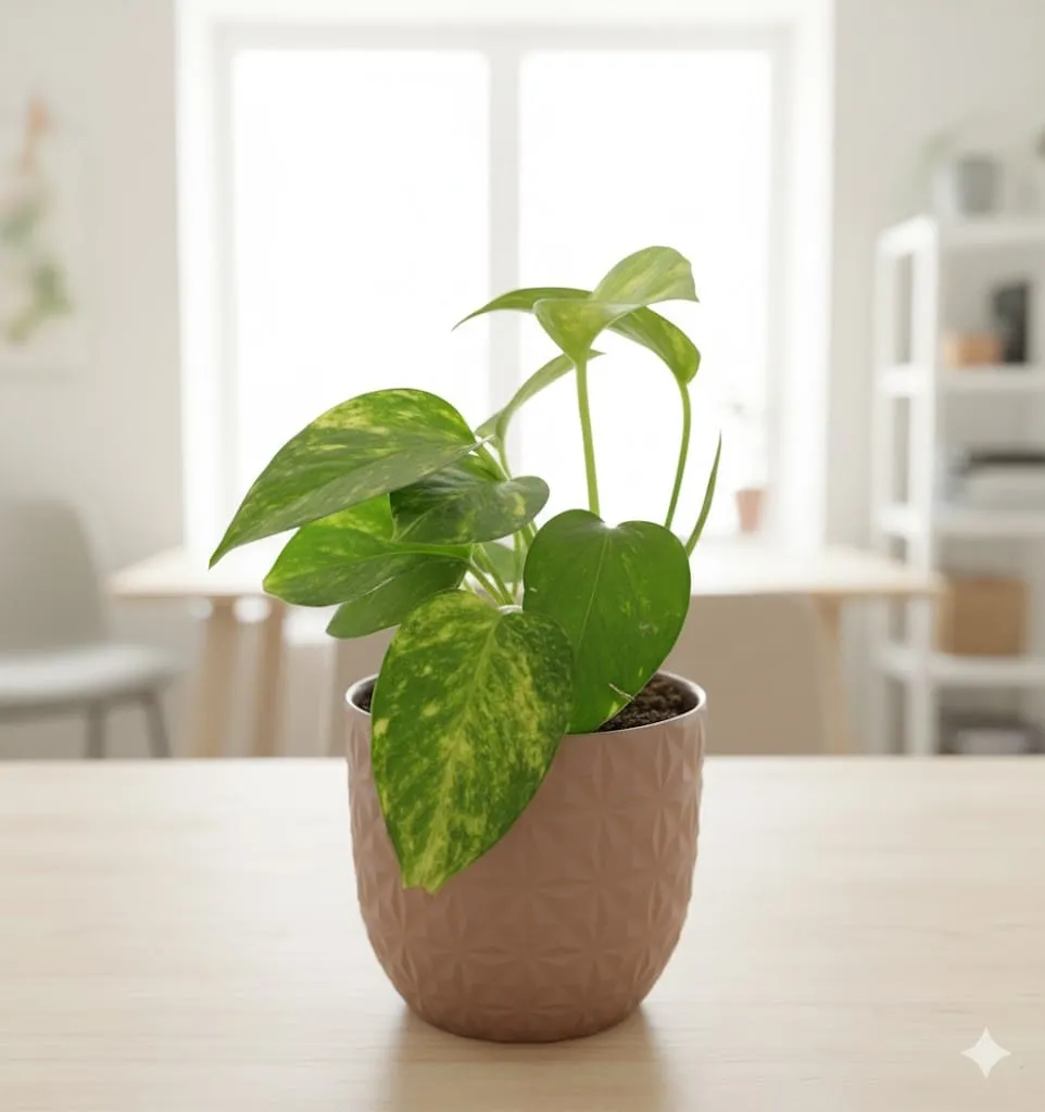 Money Plant Green in 4 Inch Mocha Leafora Premium Plastic Planter