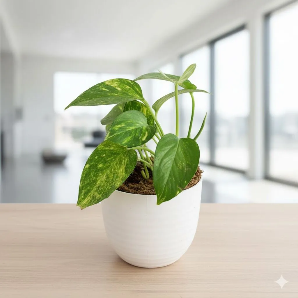 Money Plant Green in 4 Inch White Avora Premium Plastic Planter