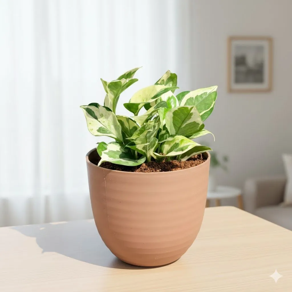 Money Plant N'joy in 4 Inch Mocha Avora Premium Plastic Planter