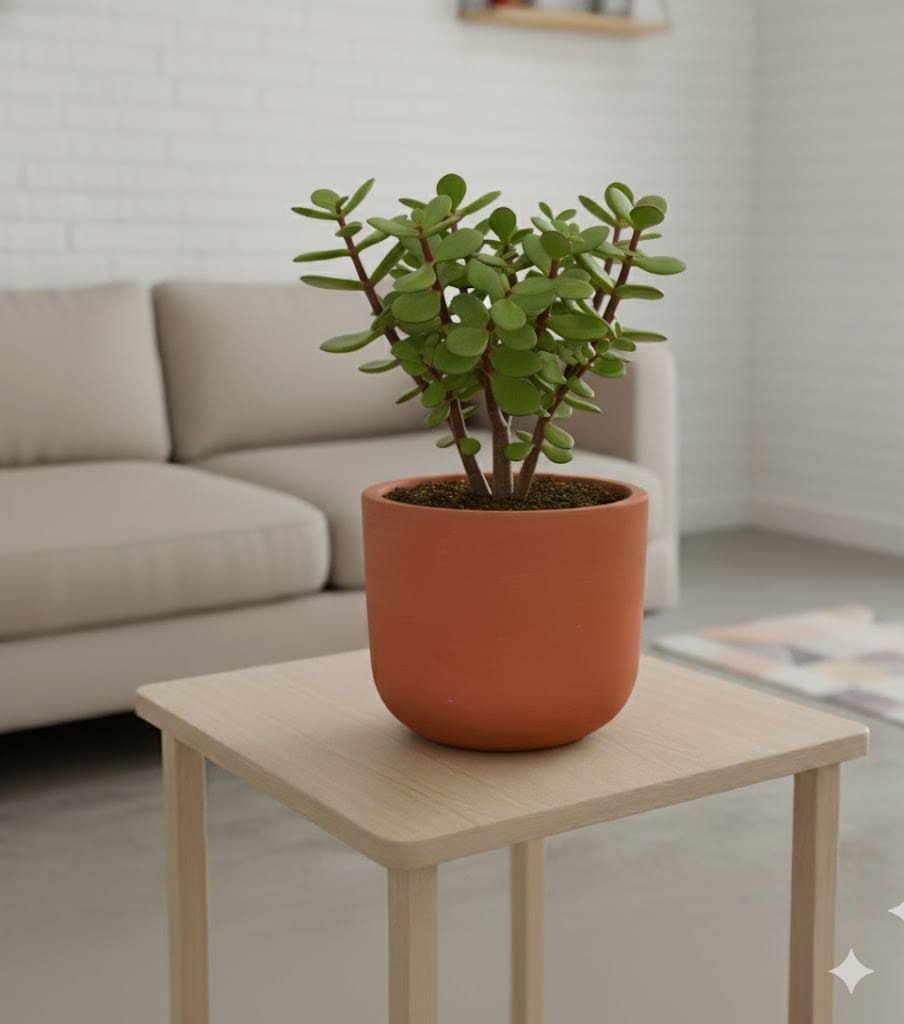 Jade in 4 inch Aaroh Maati Pot - Modern Curved Handcrafted Appeal