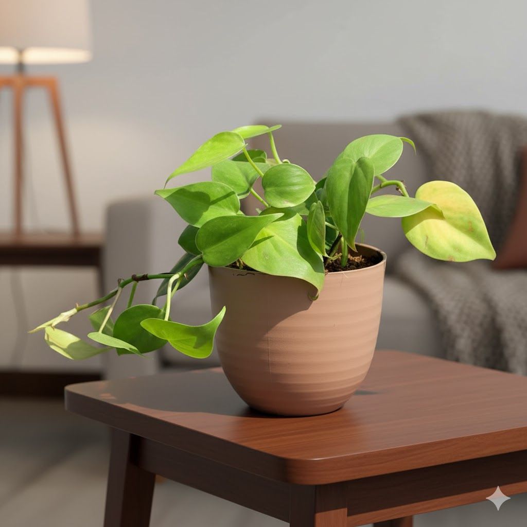 Gift Ready - Oxycardium Green in 4 Inch Mocha Avora Premium Plastic Planter - with Gift Bag