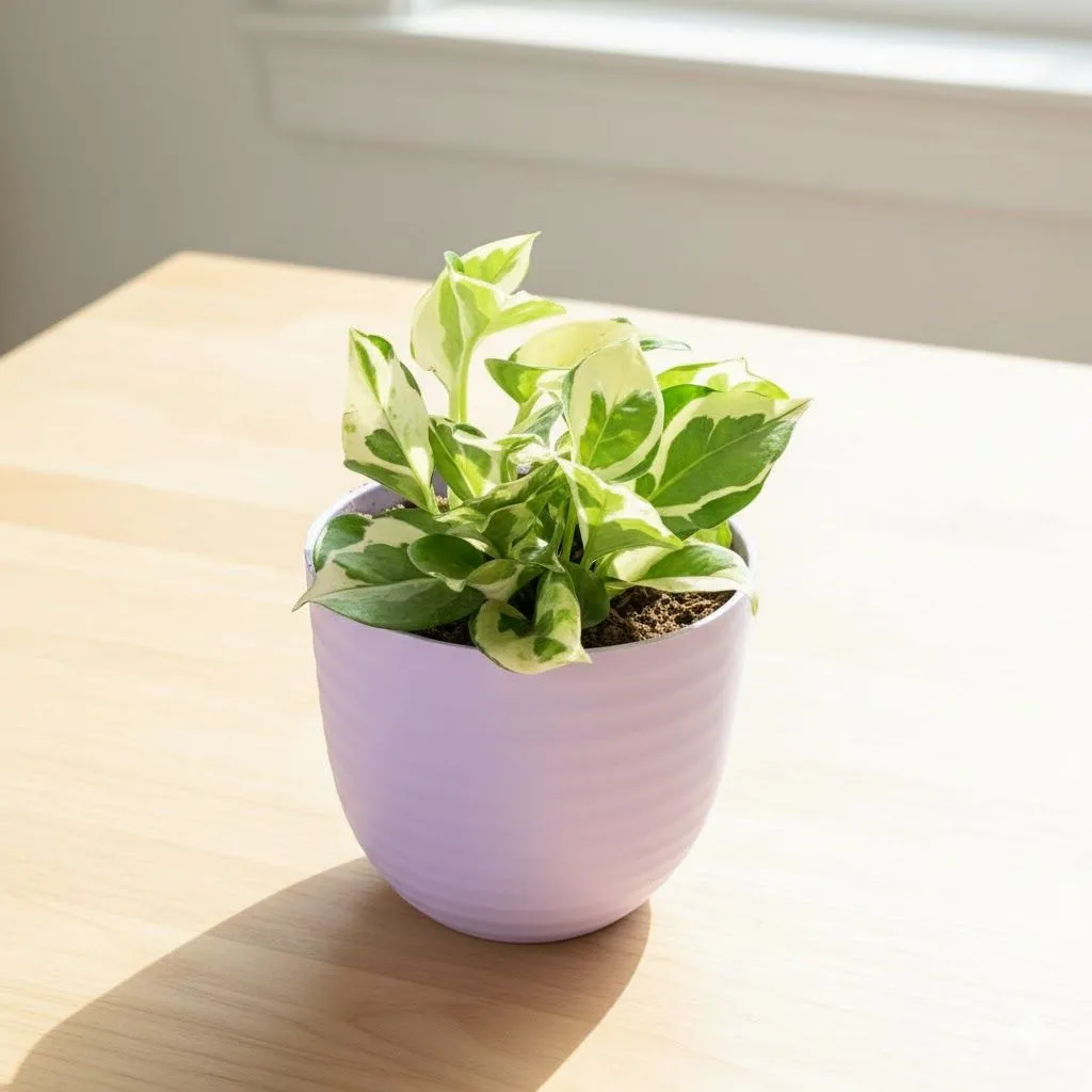 Gift Ready - Money Plant N'joy in 4 Inch Purple Avora Premium Plastic Planter - with Gift Bag
