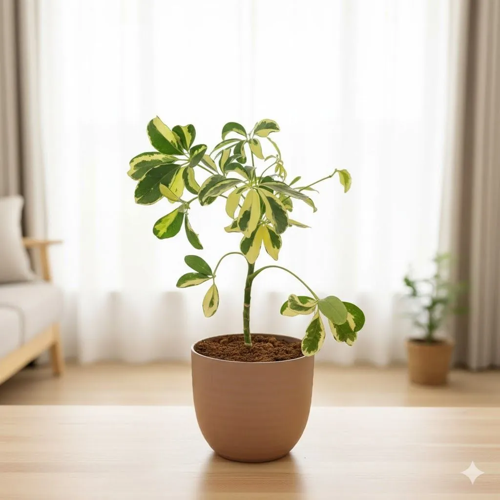 Gift Ready - Schefflera Brassia in 4 Inch Mocha Avora Premium Plastic Planter - with Gift Bag