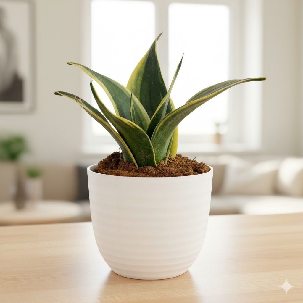 Gift Ready - Snake Golden Dwarf in 4 Inch White Avora Premium Plastic Planter - with Gift Bag