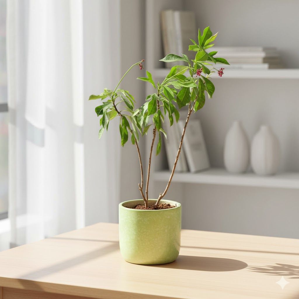 Jatropha / Sundar Rupa in 6 Inch Green Classy Cup Ceramic Pot