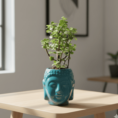 Jade in 4 Inch Buddha Designer Ceramic Pot (any colour)