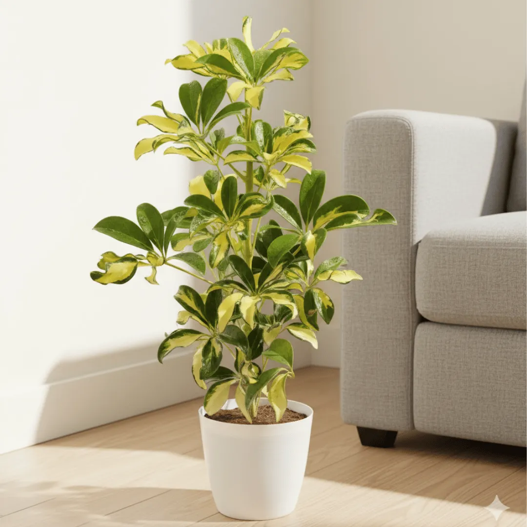 Schefflera Yellow in 6 Inch Premium Plastic Pot (any colour)