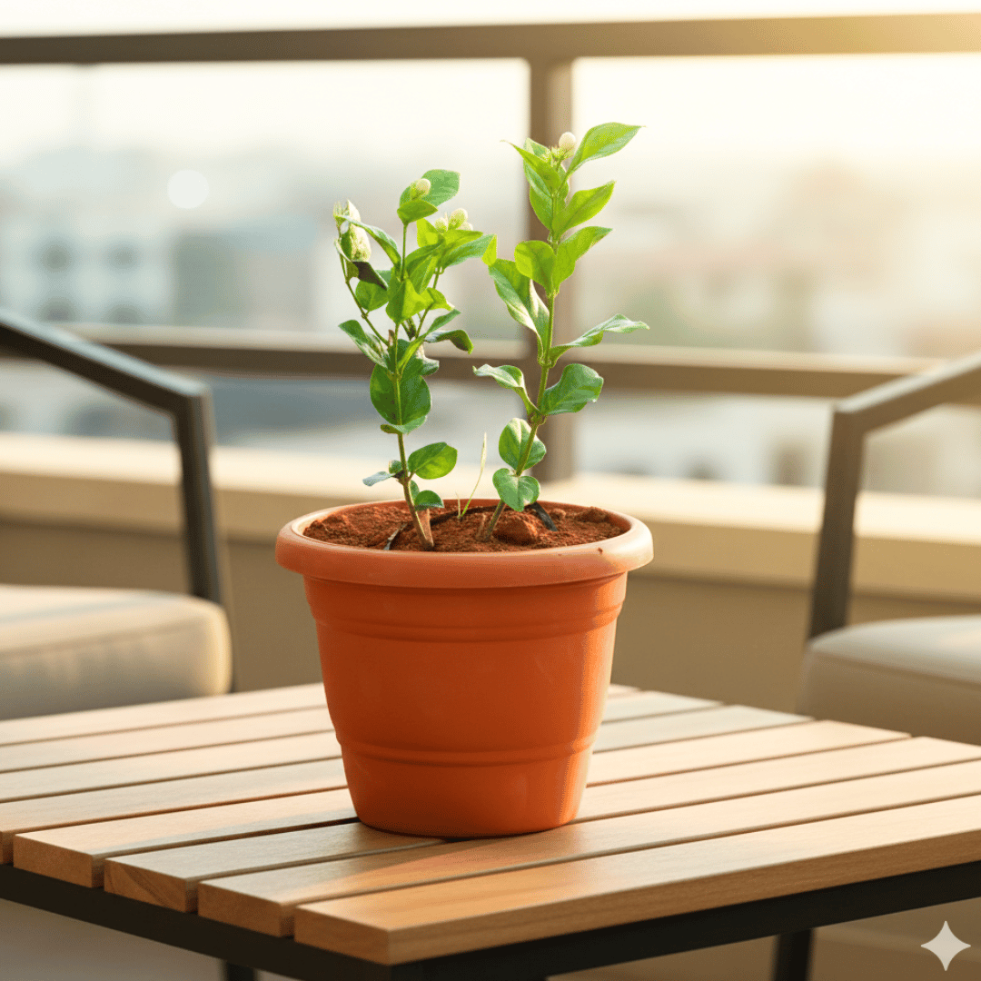 Jasmine in 7 Inch Classy Red Plastic Pot