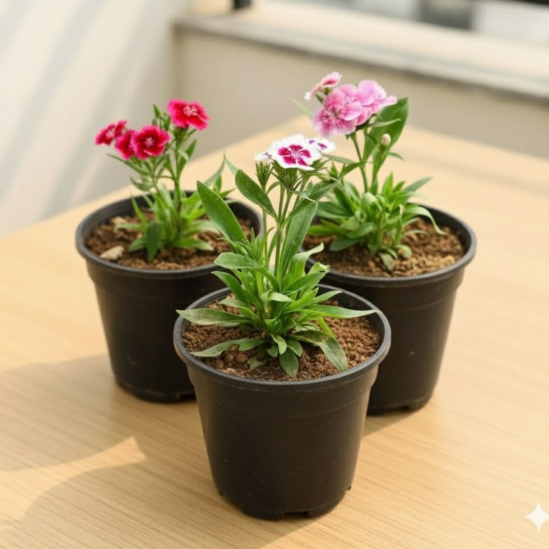 Set of 3 - Dianthus (any colour) in 4 Inch Nursery Pot