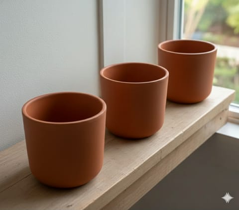 Set of 03 - 4 inch Navya Maati Pot - Functional & Elegant