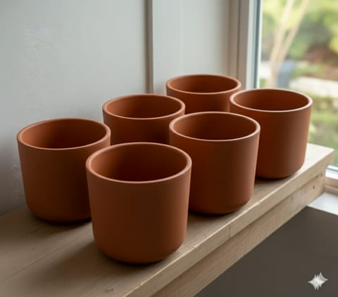 Set of 06 - 4 inch Navya Maati Pot - Functional & Elegant