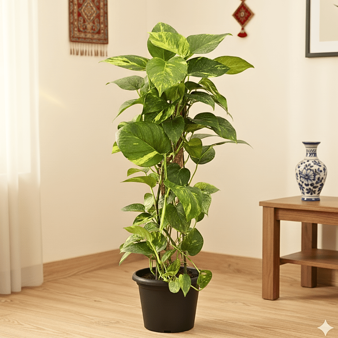 Money Plant Green with 3 ft Moss Stick in 10 Inch Nursery Pot