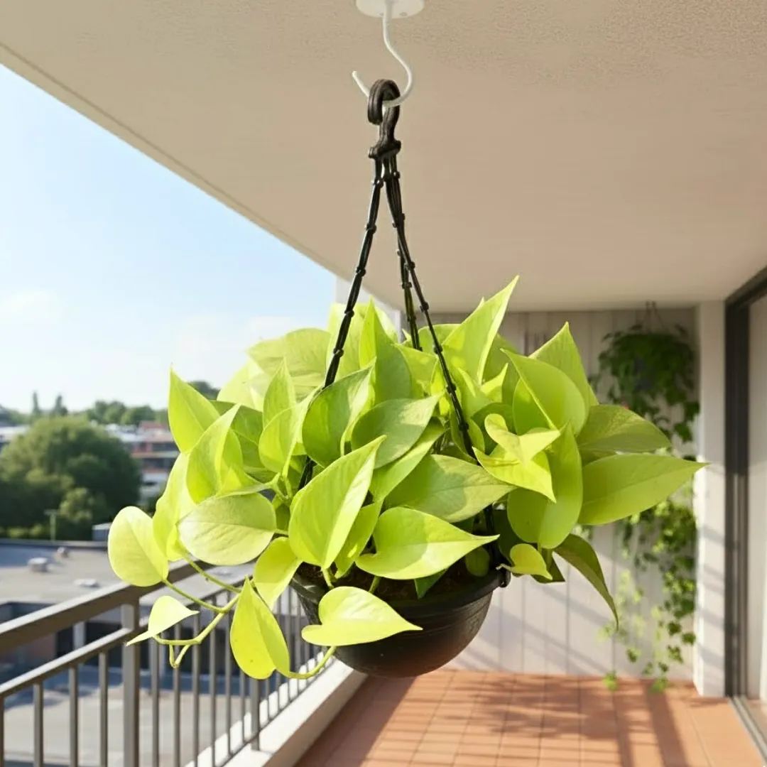 Golden Money Plant in 5 Inch Black Hanging Basket