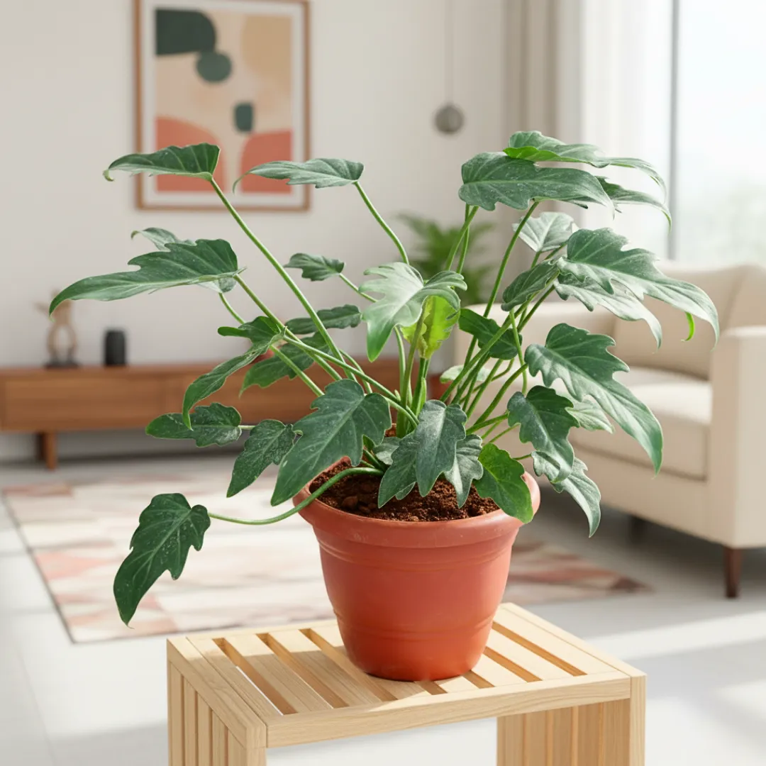 Xanadu Green in 7 Inch Classy Red Plastic Pot