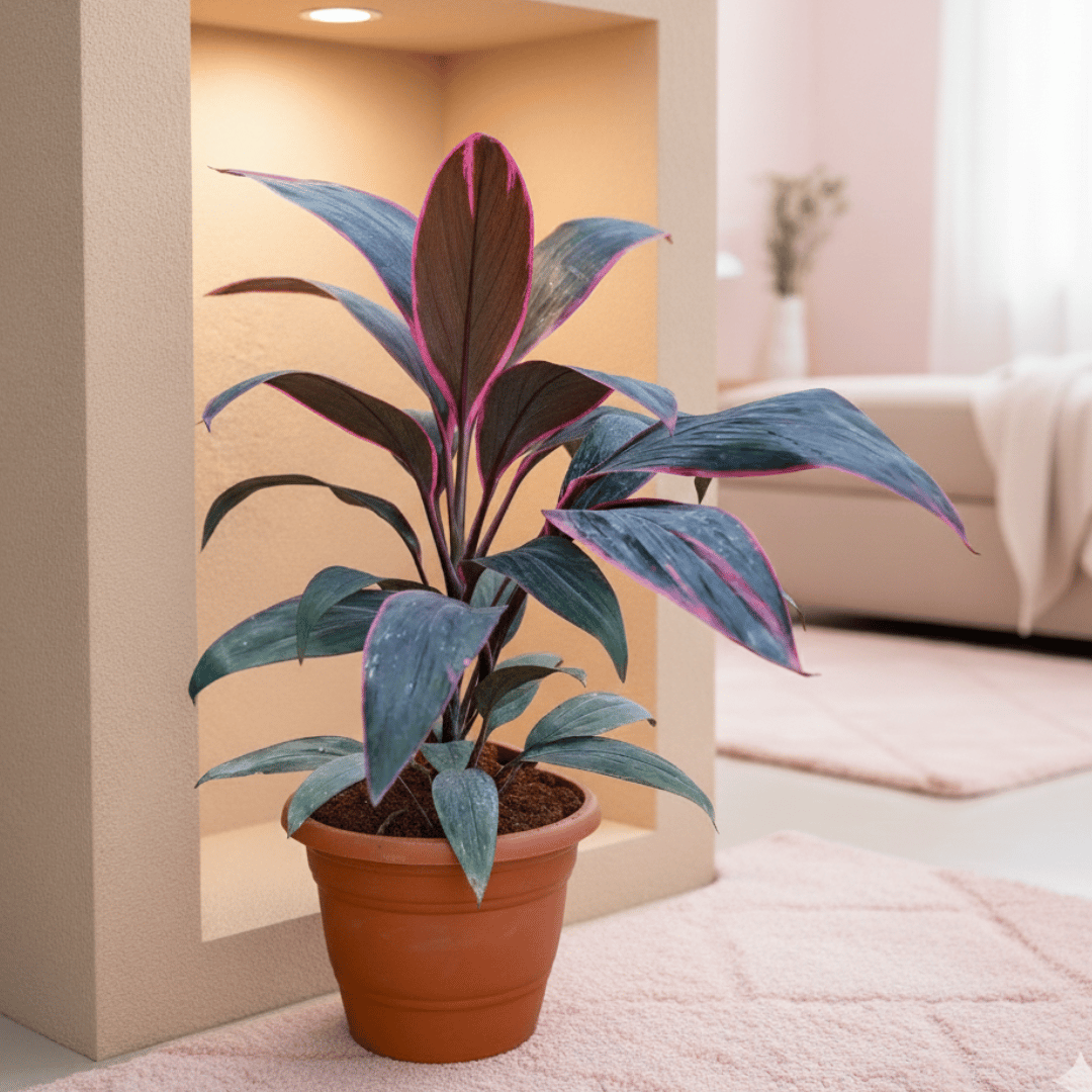 Dracaena Rosea in 7 Inch Classy Red Plastic Pot