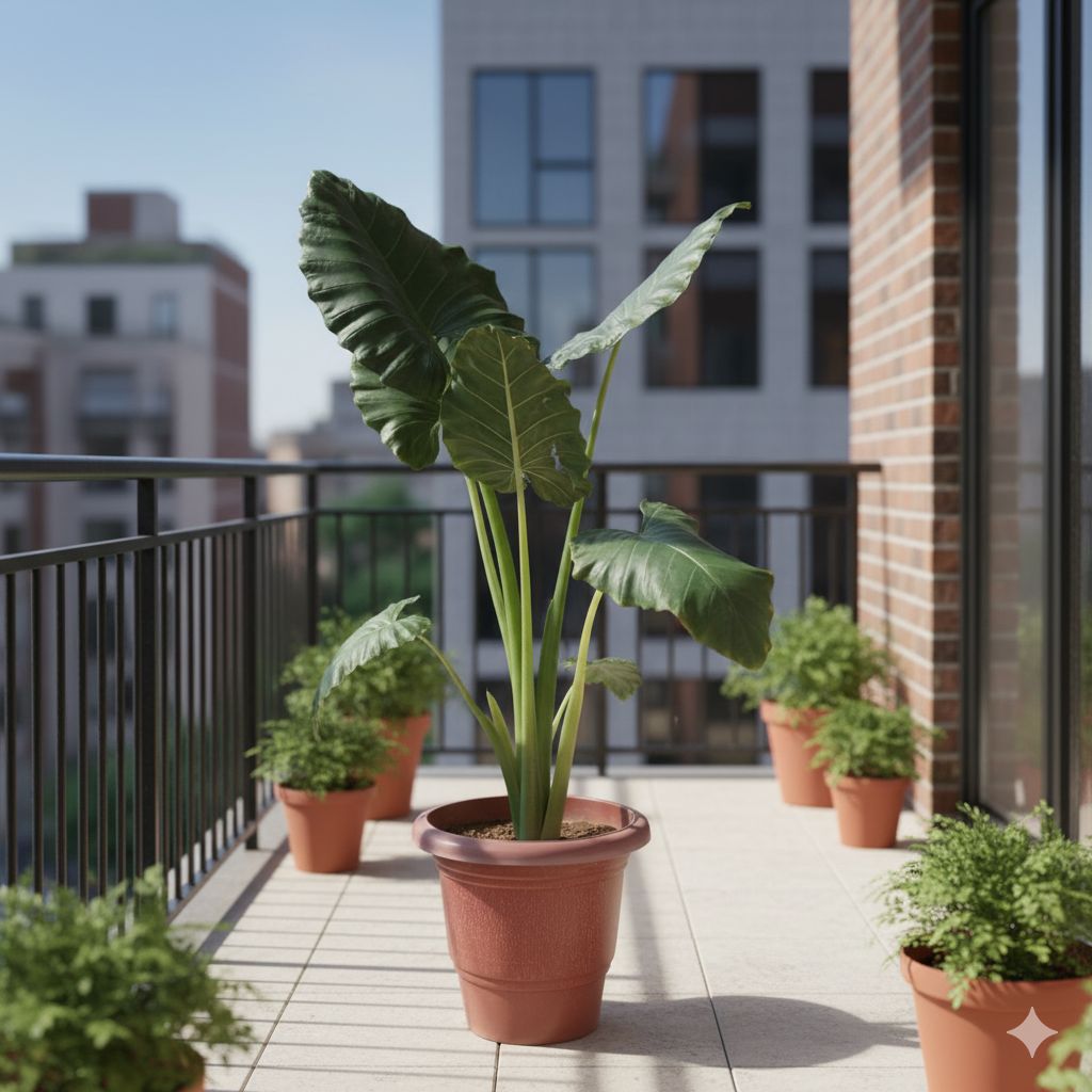 Air Purifying - Alocasia Odora / Elephant Ear (~ 5 Ft) in 16 Inch Terracotta Red Plastic Pot