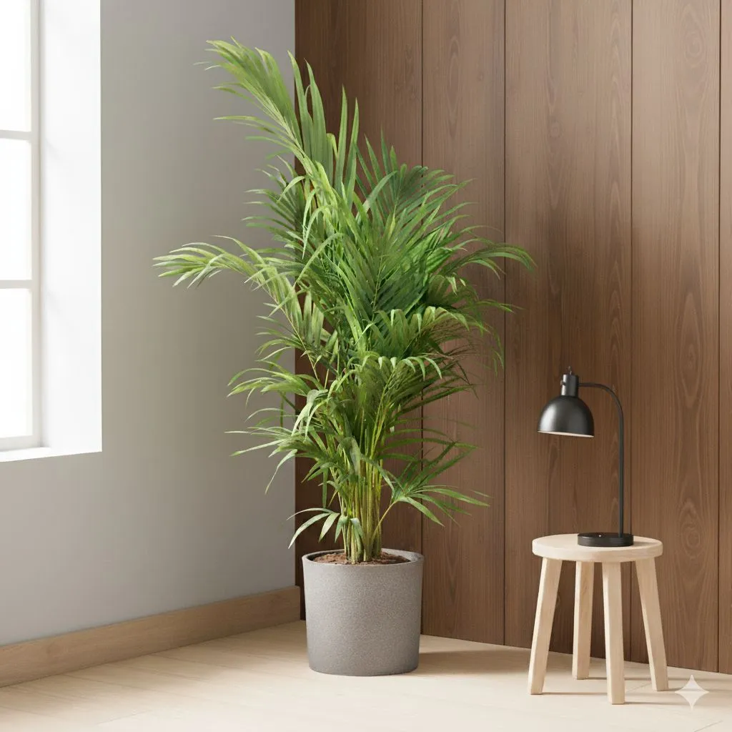 Areca L (3-3.5 Ft) in 11 X 11 Inch Grey Premium Dochieo Fiberglass Planter
