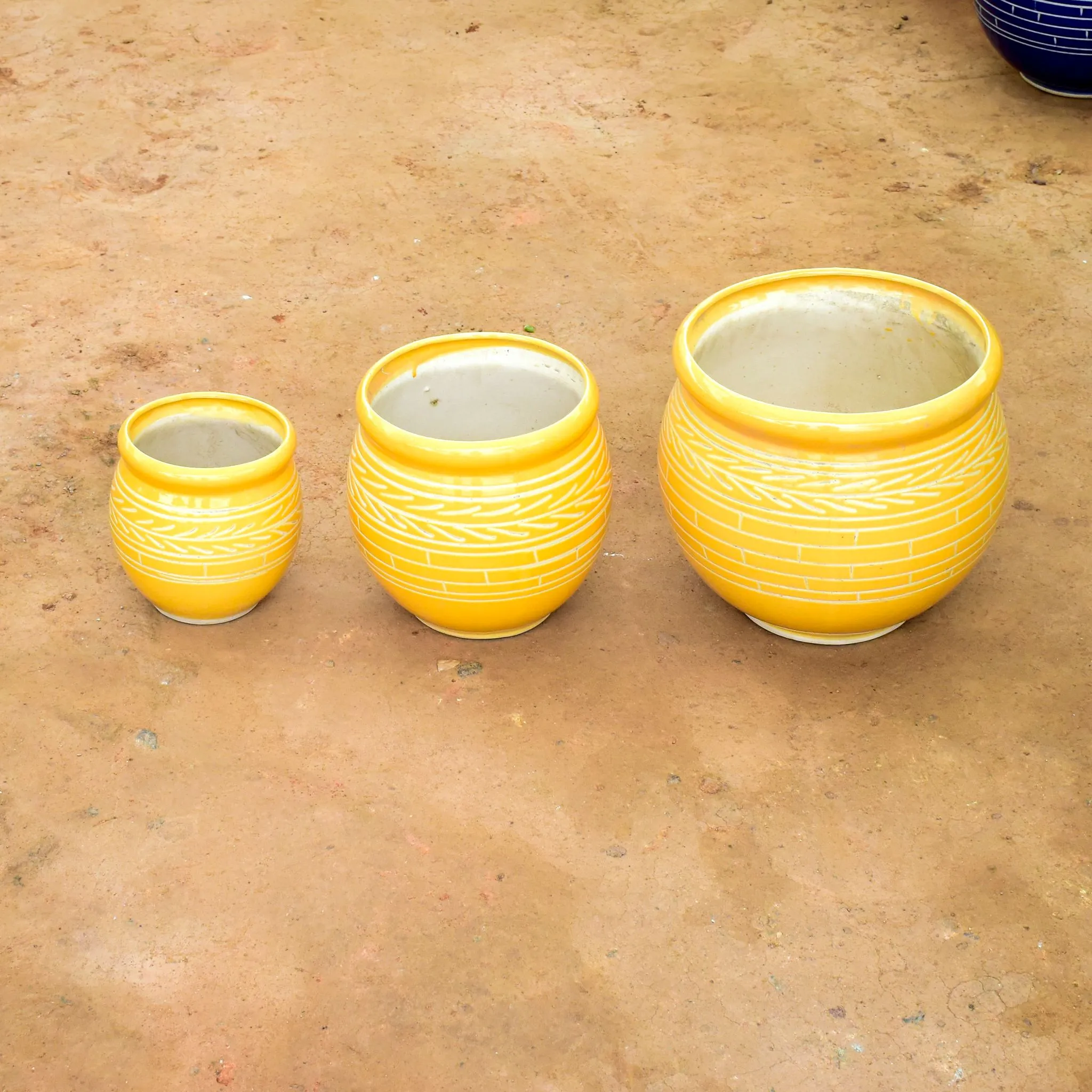 Set of 3 - (6, 9 & 12 Inch) Matki Designer Ceramic Pot (Any Colour & Design)