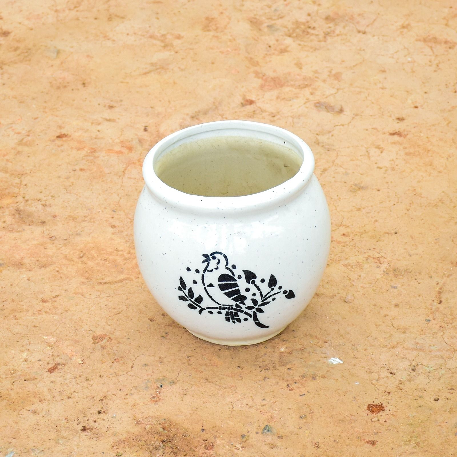 9 Inch White Matki Designer Ceramic Pot (any design)