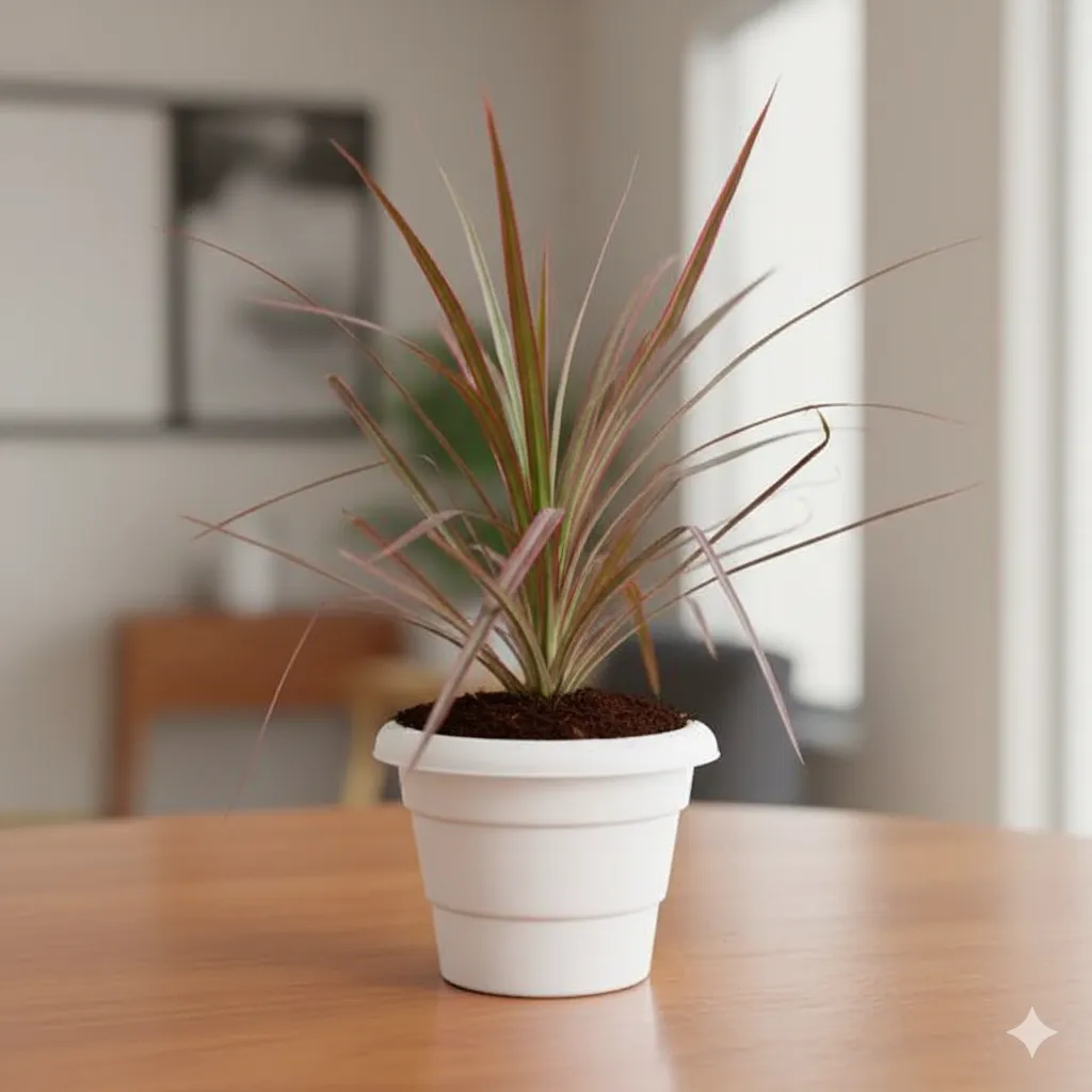 Dracaena Colorama / Marginata in 6 Inch Classy White Plastic Pot
