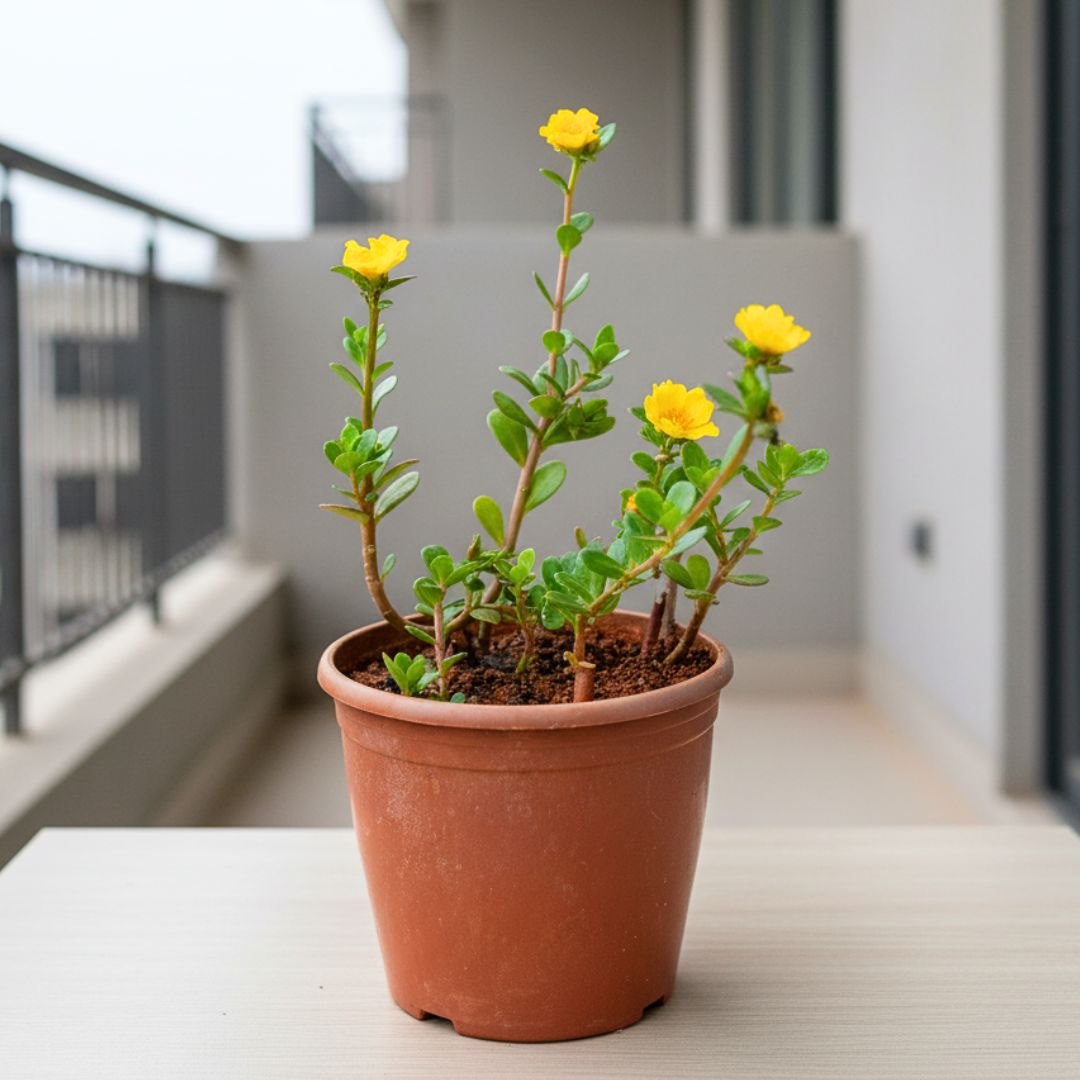 Portulaca Moss Rose Yellow in 4 Inch Nursery Pot