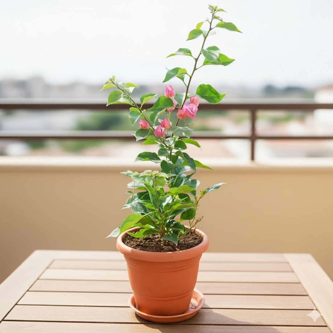 Bougainvillea (any colour) in 7 Inch Classy Red Plastic Pot with Tray