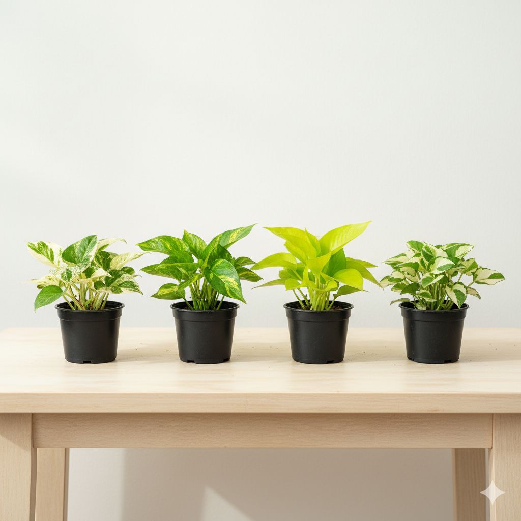 Money Special - Set of 4 - Money Plant (Desi, Njoy, Golden & White) in 4 Inch Nursery Pot
