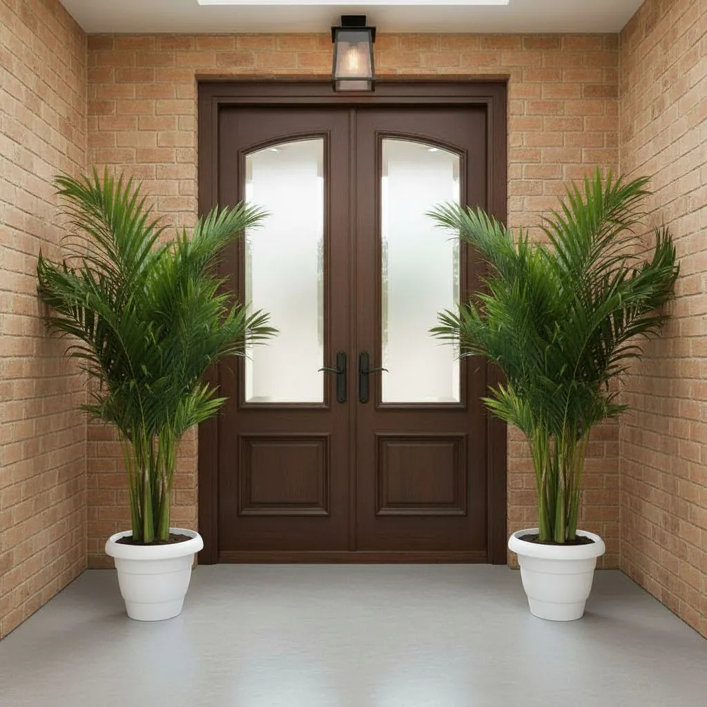 Entrance Special - Set of 2 - Areca XL (4-5 Ft) in 12 inch Classy White Plastic Pot